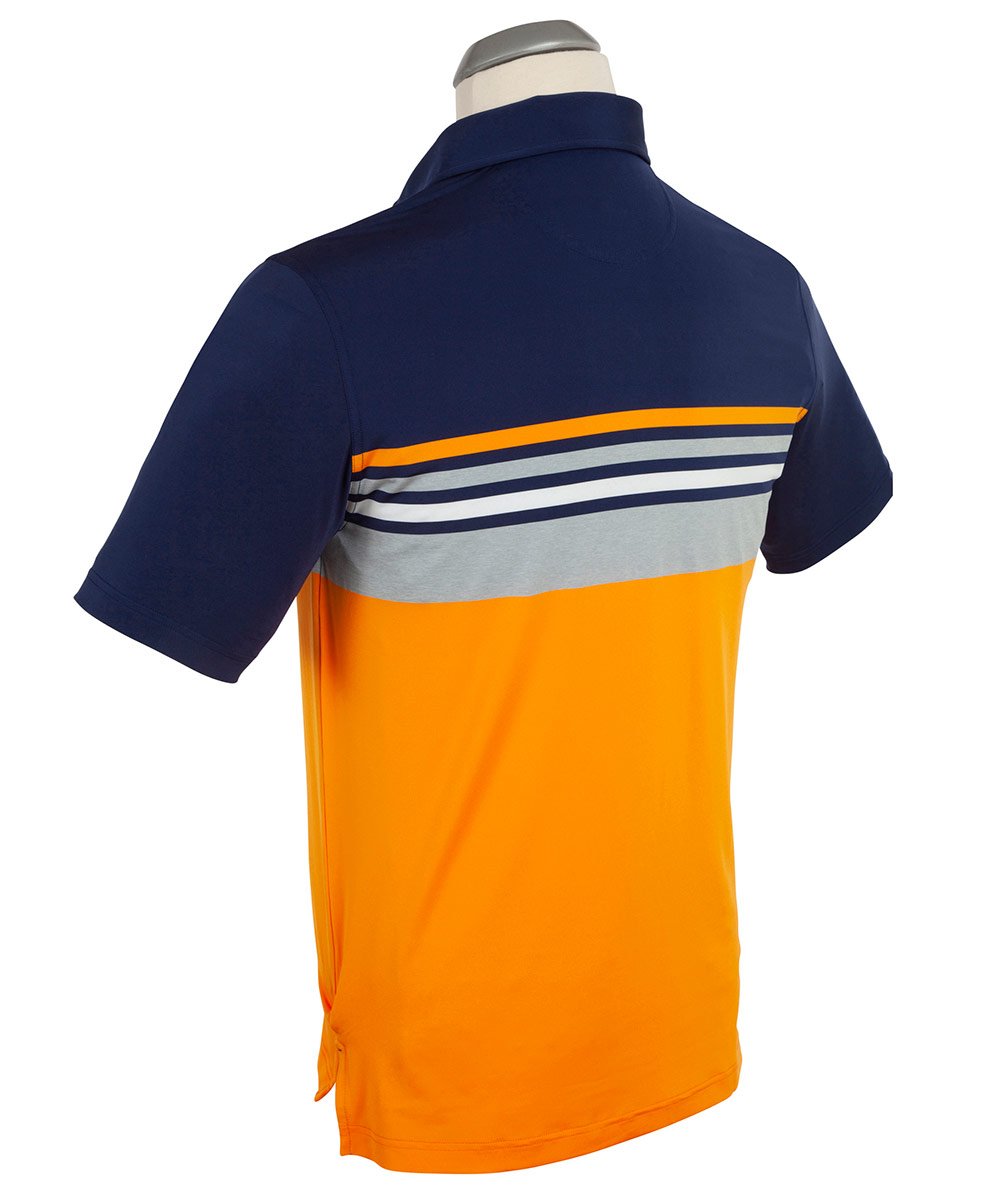 Performance Color Block Chest Stripe Short Sleeve Polo Shirt