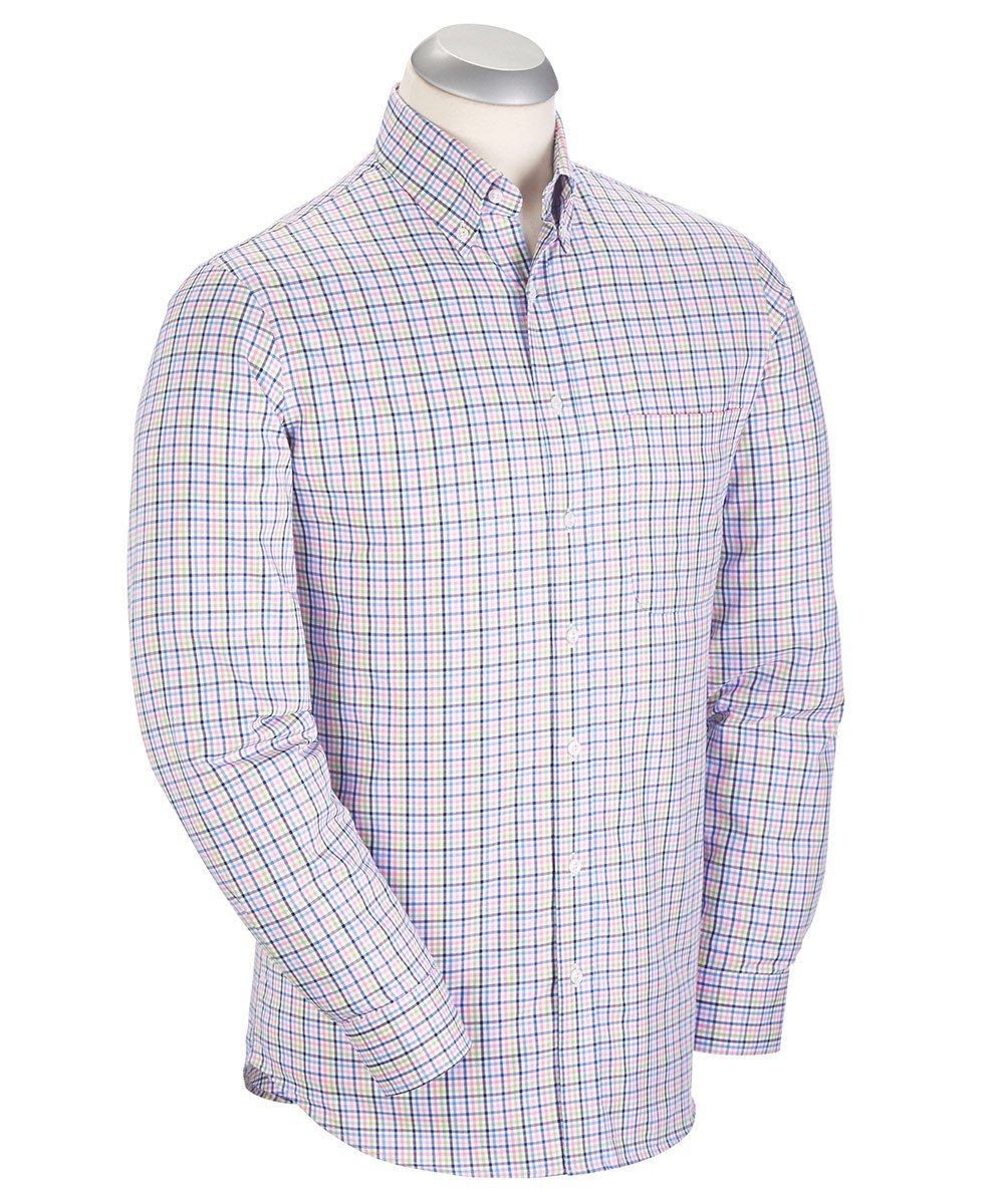 Signature 100% Cotton Herringbone Check Long Sleeve Sport Shirt