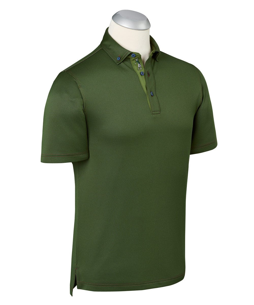 Raphael Performance Two-Tone Twill Jacquard Short Sleeve Polo Shirt
