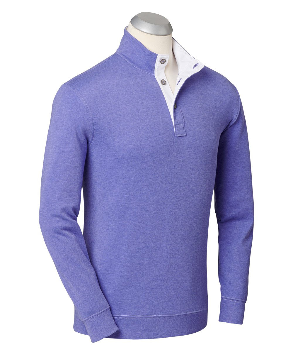 Leisure Luxe Pima Blend Button-Placket Pullover