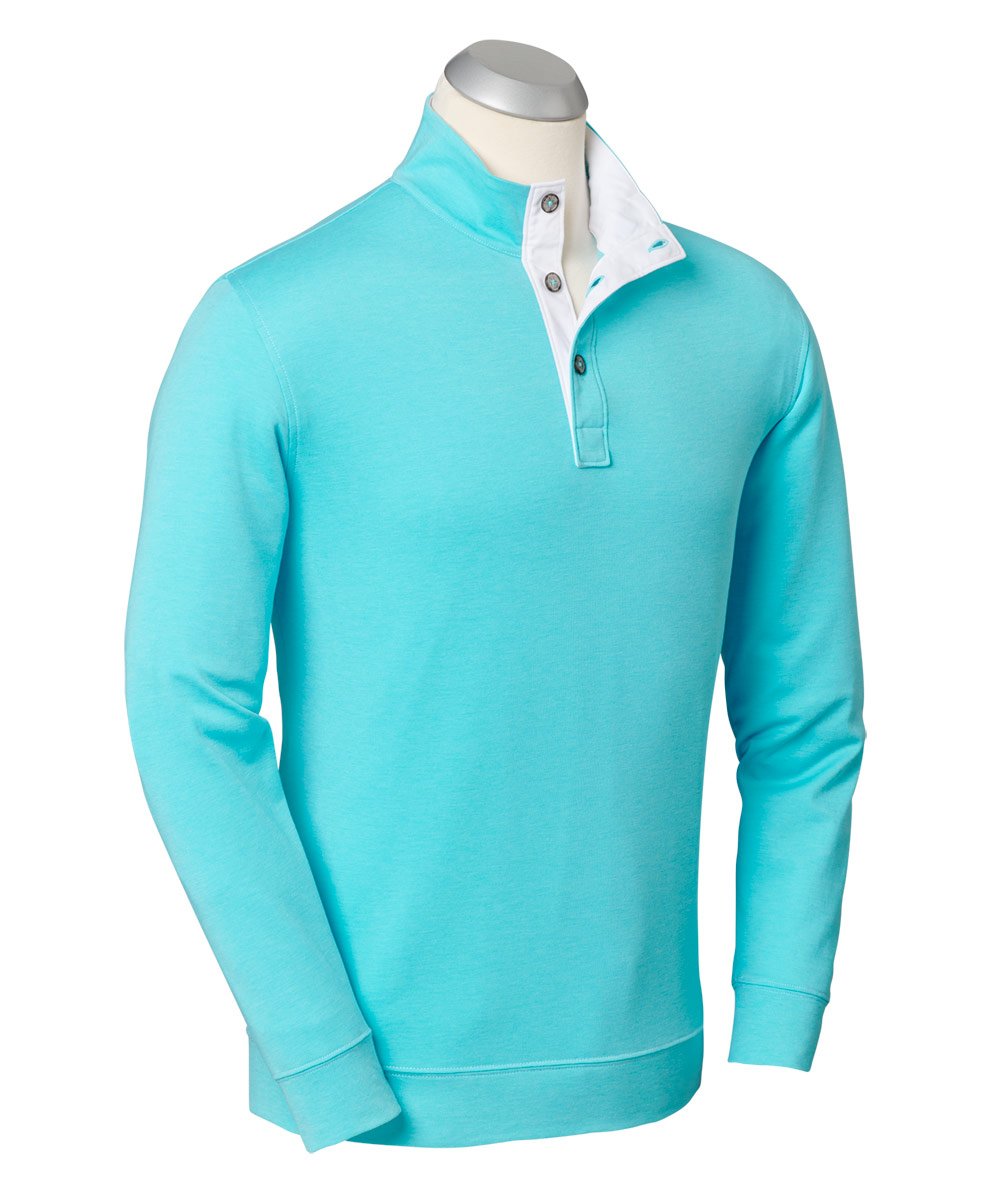 Leisure Luxe Pima Blend Button-Placket Pullover