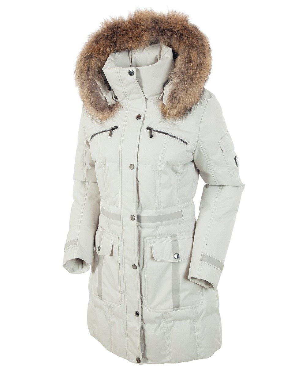 Women&#39;s Tanya Quilted 3/4 Coat With Removable Faux Fur Ruff